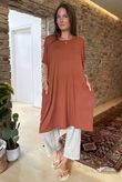 Made in Italy Perfect Pocketed T Shirt Dress Rust /45 =